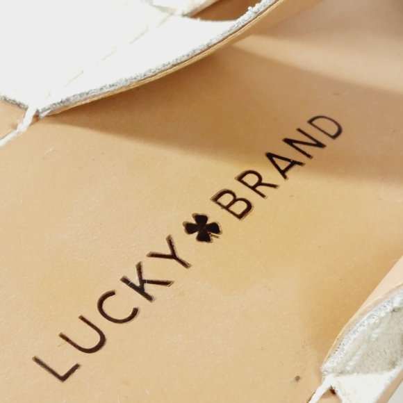 NEW Lucky Brand Mimya Snakeskin Tan Summer High Platform Wedge Sandals K984 - Picture 8 of 10